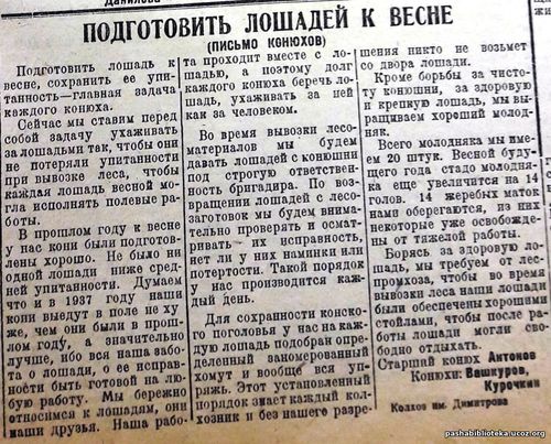 По страницам газеты "Пашский колхозник". 29 декабря 1936 год