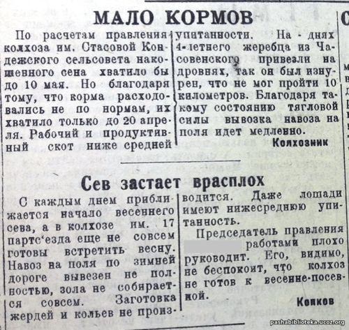 По страницам газеты "Пашский колхозник". 22 апреля 1938 год.